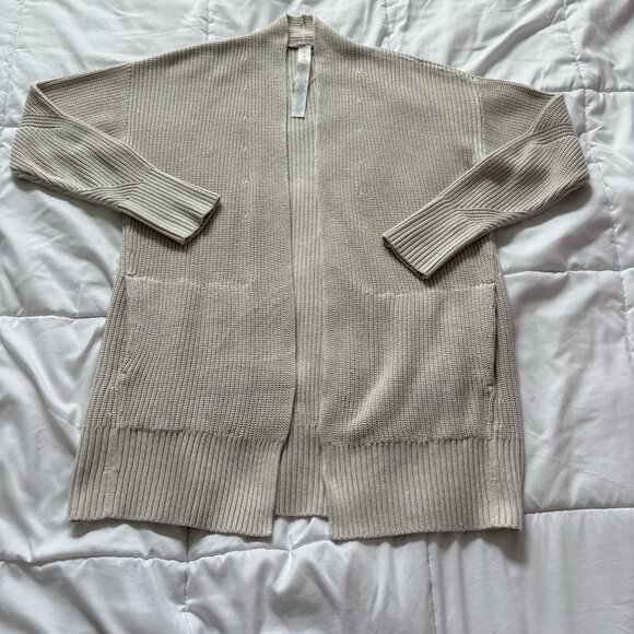Lululemon Sweaters - Lululemon Womens Long Sleeve Open Front Cardigan Sweater Tan Womens Size M/L